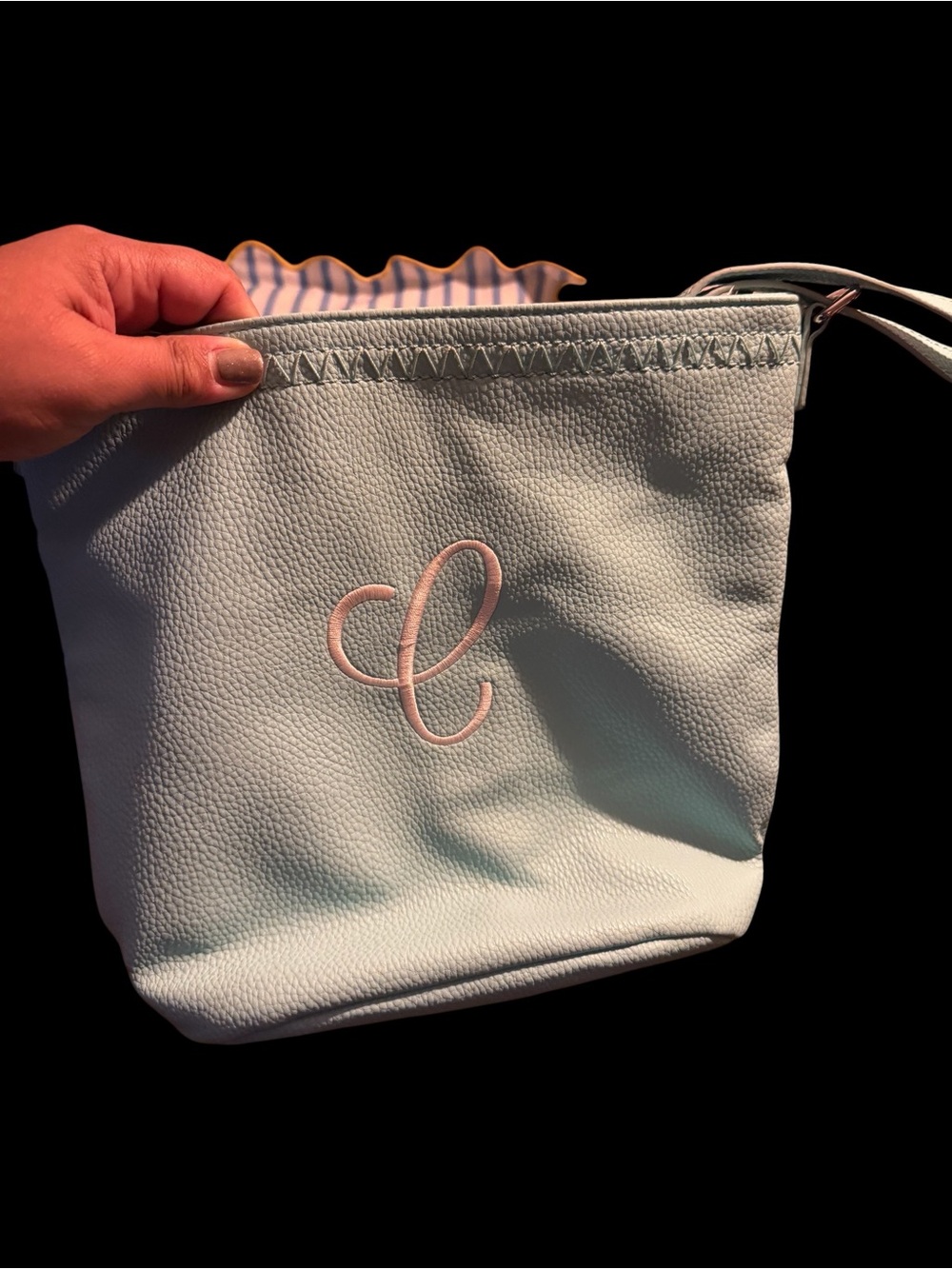 Thirty - One Mint Pebbled Crossbody Bag with White C Monogram - Picture 2 of 8